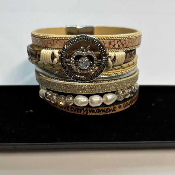 Desimtion Jewelry - Desimtion Teacher Appreciation Multi-Strand Apple Wrap Bracelet Magnetic Clasp